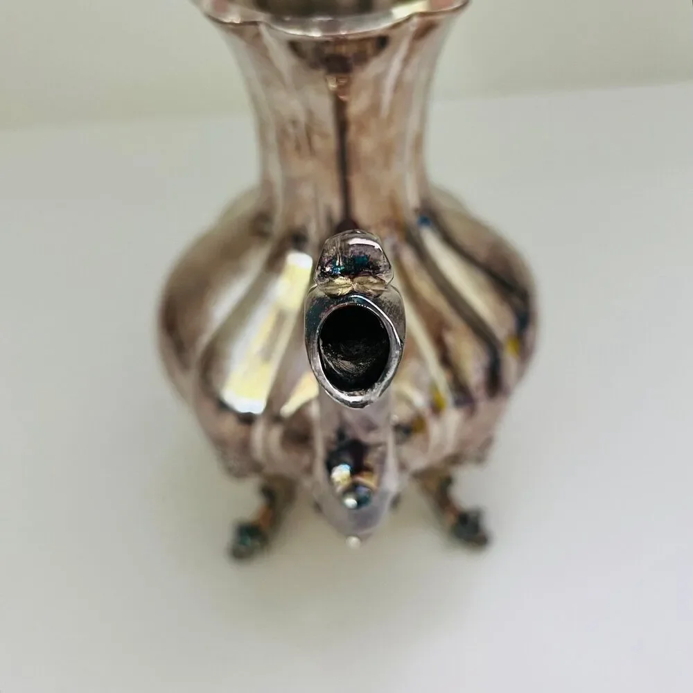 REED & BARTON 1795 Winthrop Silver Plated Melon Shape Tall Coffee Teapot